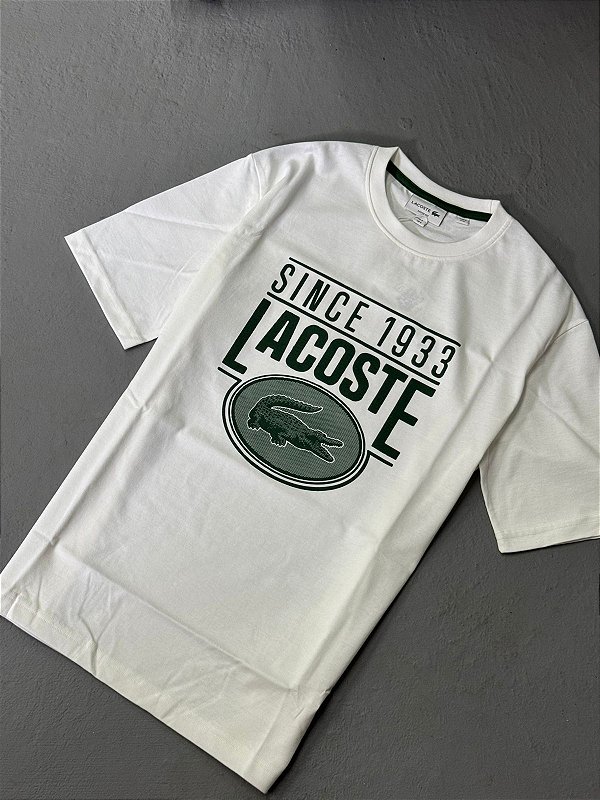 CAMISETA LACOSTE SINCE 1933 LETREIRO BRANCA