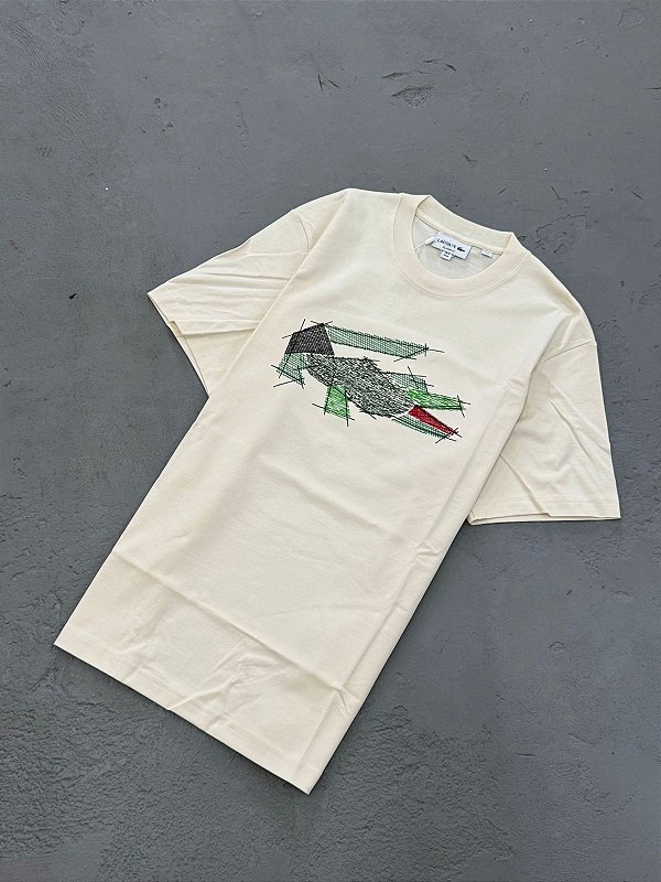 CAMISETA LACOSTE TRICOT SALMÃO