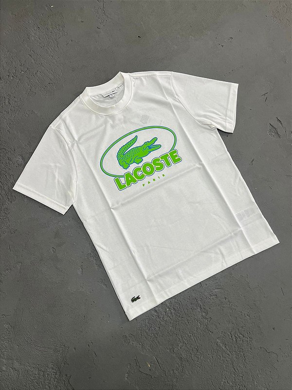 Camiseta de Algodão Pesado com Estampa Gráfica  Branca/Verde