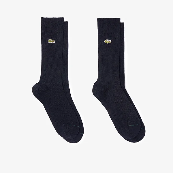 Meias Lacoste Caneladas  2-Pack ( Preta)