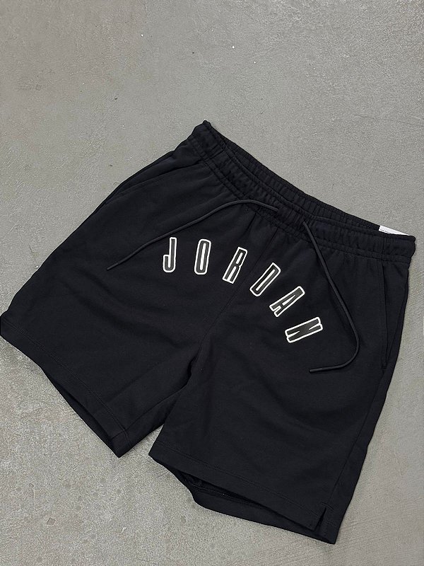 Short Jordan Moletom Letreiro Preto