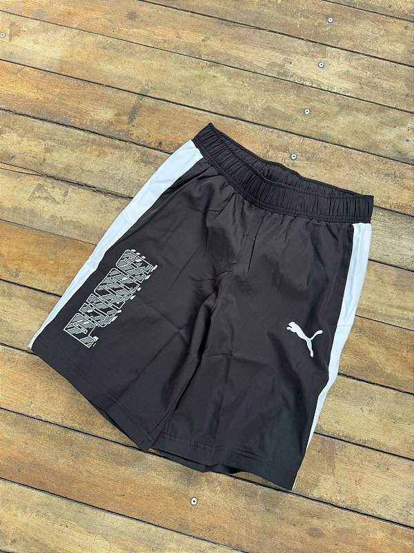 SHORT PUMA DINAMIX WOVEN PRETO/BRANCO