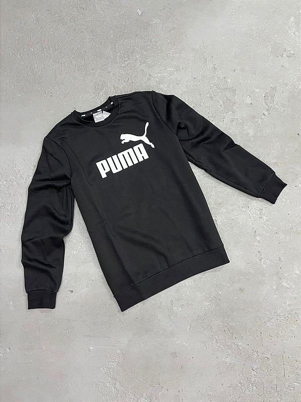 MOLETOM PUMA HOODIE FLANELADO SEM CAPUZ PRETO