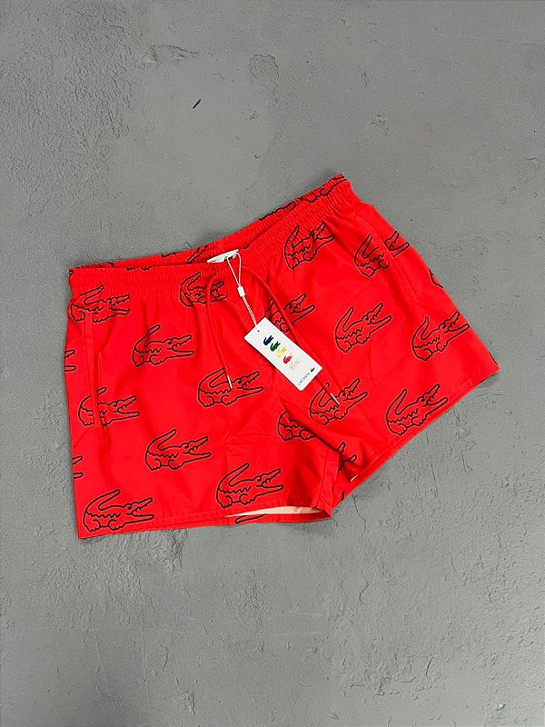 SHORT LACOSTE SPORT POLAROID VERMELHA