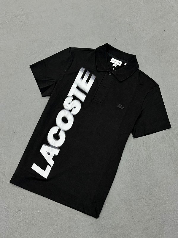 Polo Lacoste Movement com Estampa e Caimento Regular Preta