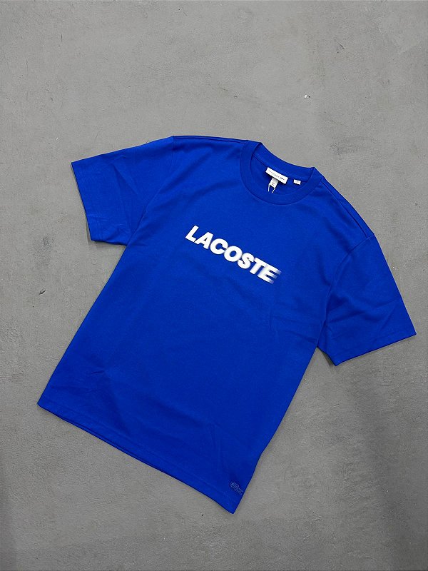 Camiseta de Algodão Pesado Azul com Logo