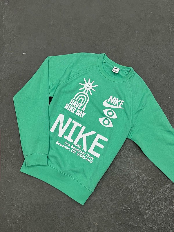Moletom Nike com Gola Redonda French Terry Verde Água