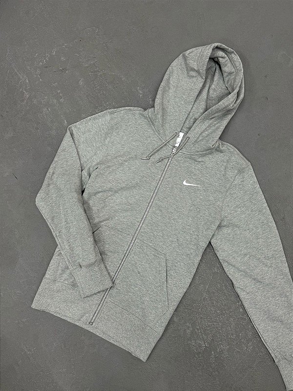 Moletom Nike Mini Swoosh Ziper de Metal Cinza Unissex