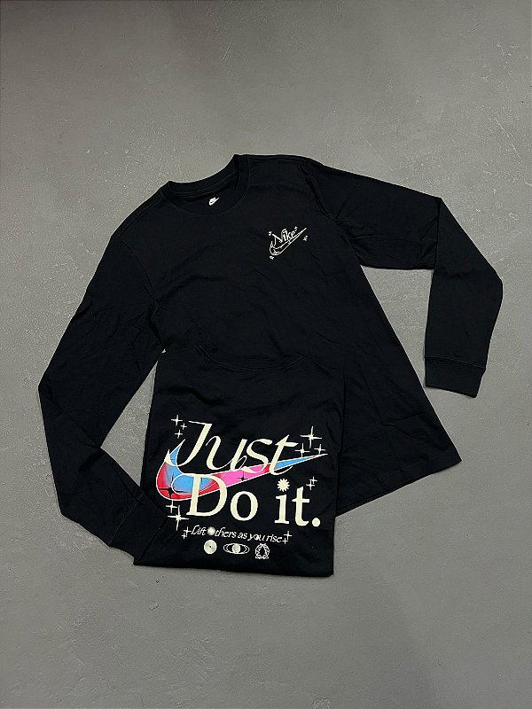 CAMISETA NIKE JUST DO IT MANGA LONGA PRETA