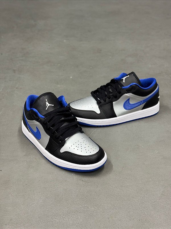 Tênis Air Jordan 1 Low Azul/Prata/Preto