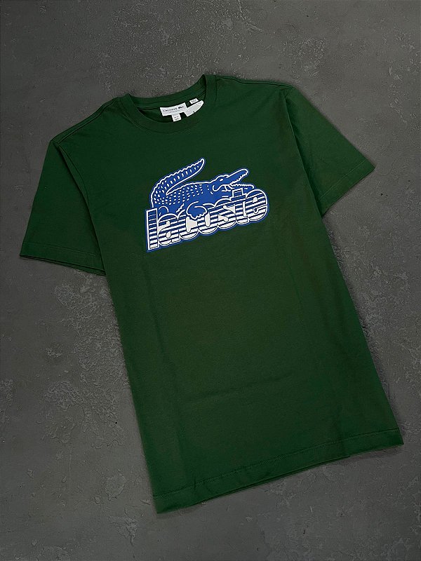 Camiseta Lacoste Verde Big Croc Emborrachado
