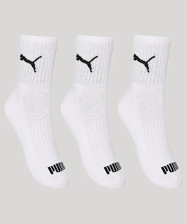 KIT C/3 PARES DE MEIA PUMA CANO MÉDIO BRANCA