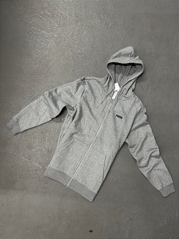 Moletom Puma Cinza Small Logo Full com Zíper
