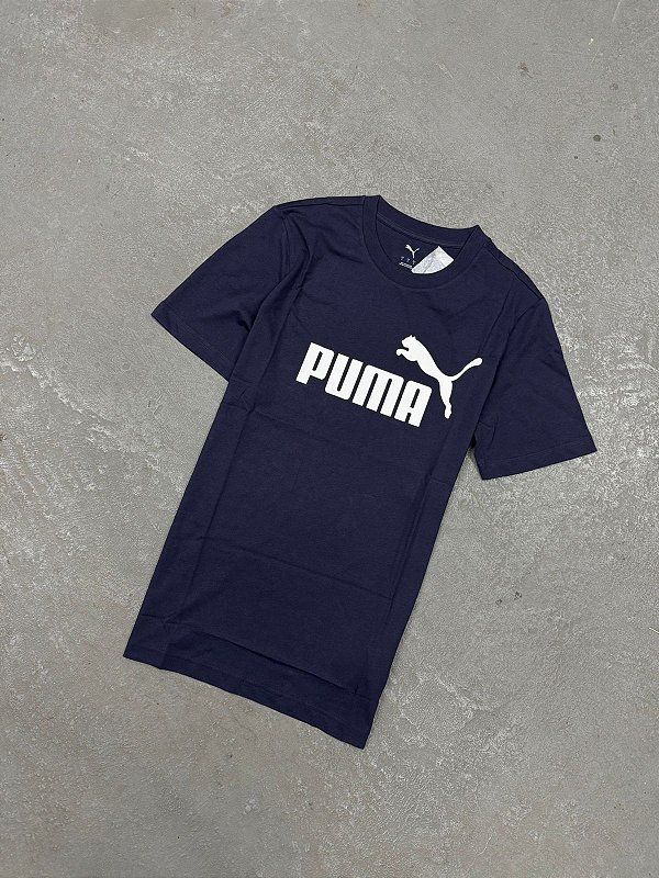 Camiseta Puma Big Logo Essentials Azul Marinho