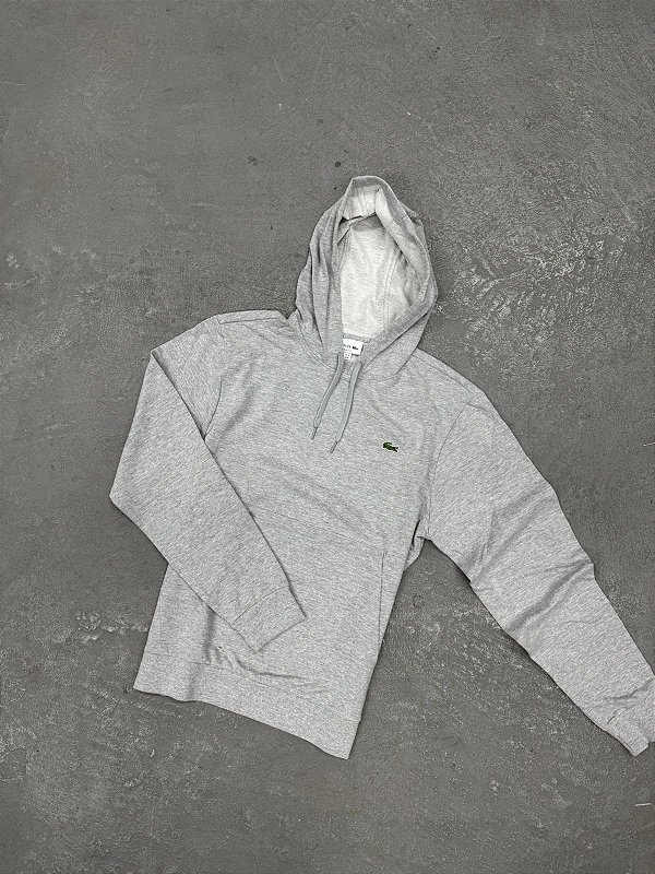 Moletom Lacoste  Canguru em Modelagem Clássica Cinza
