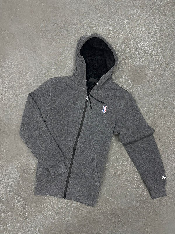 Moletom Canguru Aberto NBA Essentials Cinza
