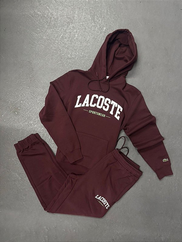 Conjunto Lacoste Letreiro com Capuz 2025 Vinho