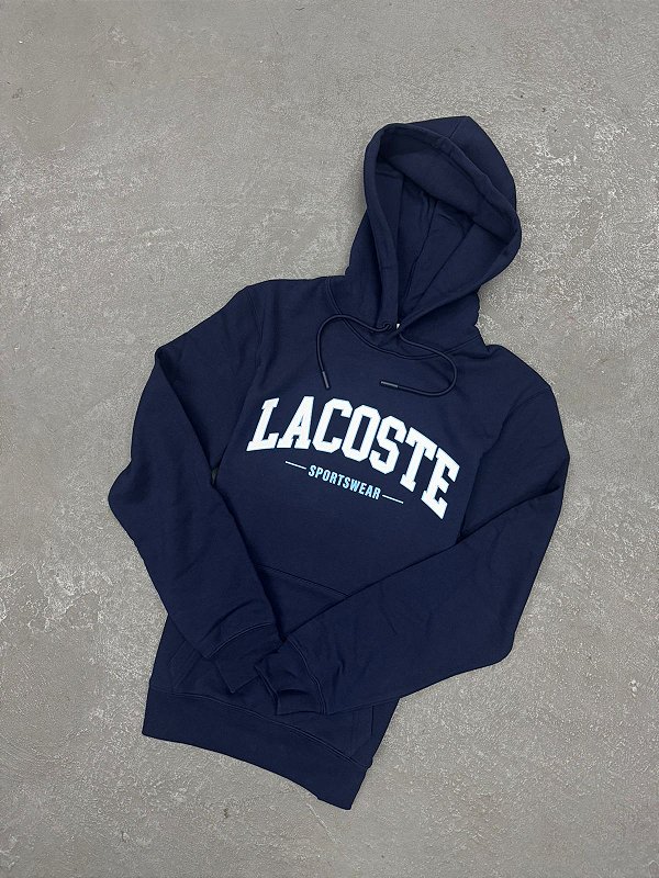 Moletom Lacoste Letreiro com Capuz 2025 Azul