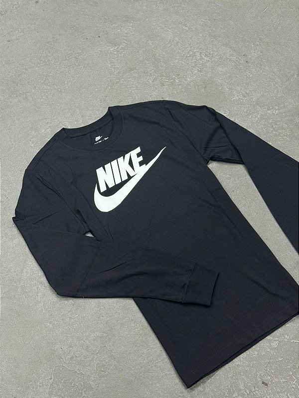 Camiseta Nike Manga Longa Sportswear Icon Futura Preta