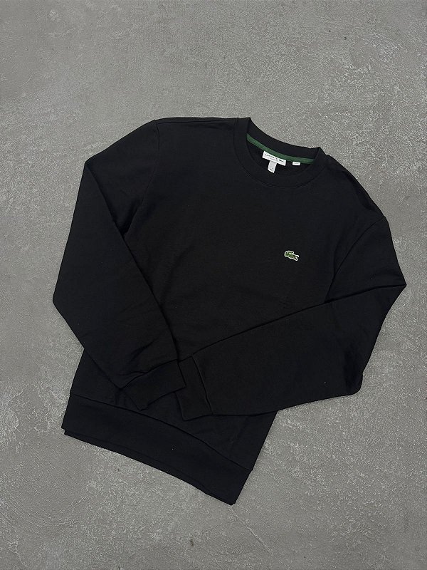 Moletom Lacoste Gola Careca em Modelagem Clássica Preto