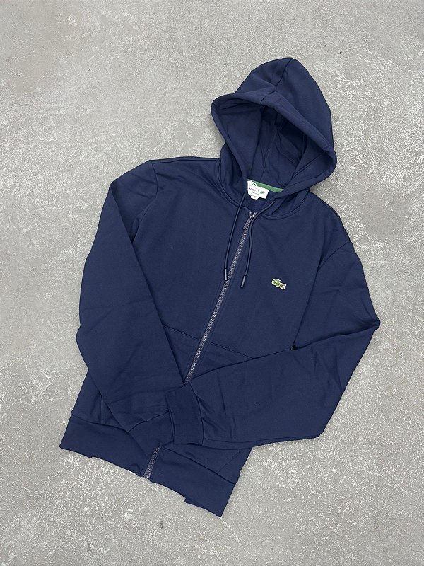 MOLETOM LACOSTE HOODIE AZUL MARINHO COM ZIPER