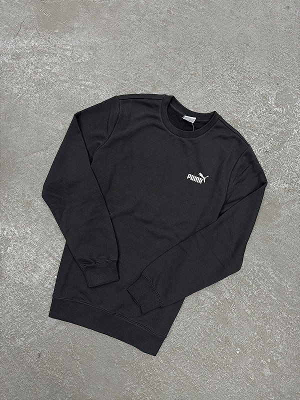 Moletom Puma Gola Careca Essentials Small Preta