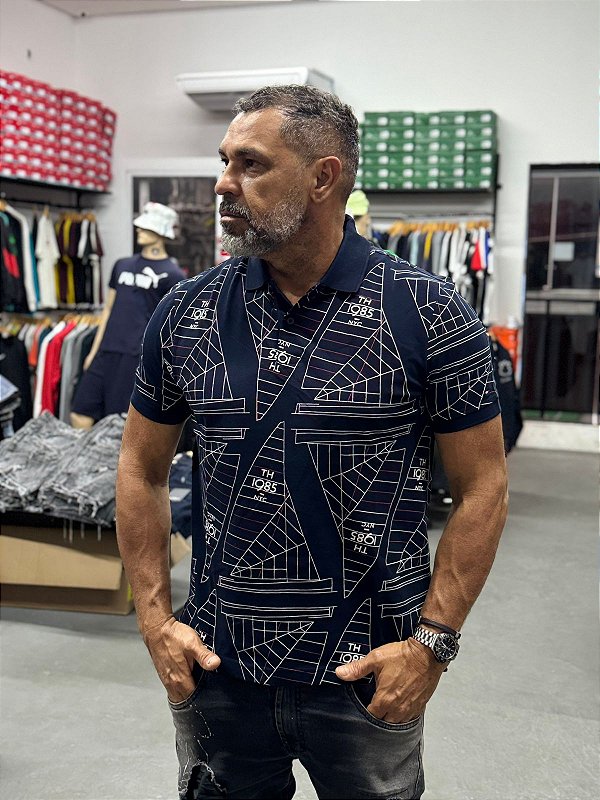 Polo Tommy Hilfiger Regular Fit NYC Azul Marinho