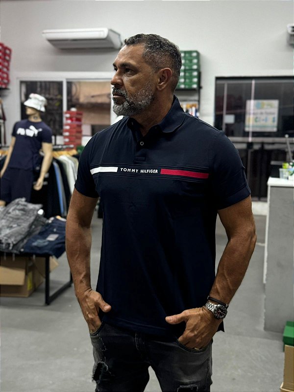 Polo Tommy Hilfiger Regular Fit Desert Sky Preta