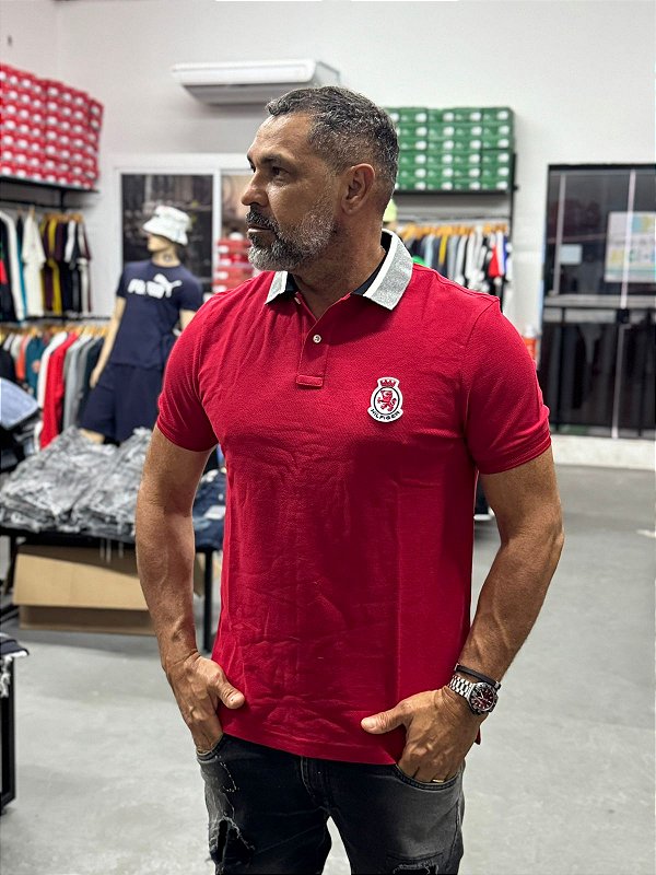 Polo Tommy Hilfiger Regular Fit Herringbone Collar Red