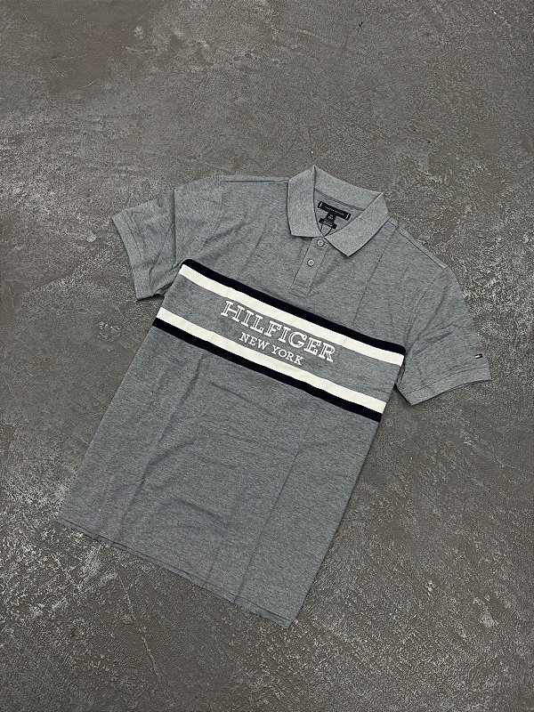 Polo Tommy Hilfiger Regular Fit New York Cinza