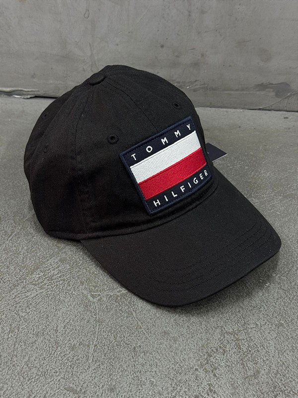 Boné Tommy Hilfiger  Bandeira  Big Logo Preta