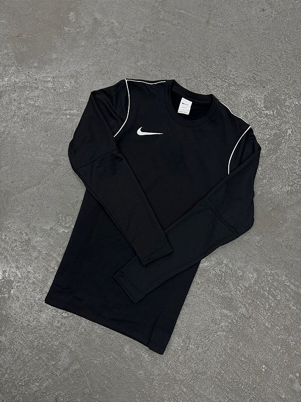 Camiseta Manga Longa Nike Park 20 Crew Preta