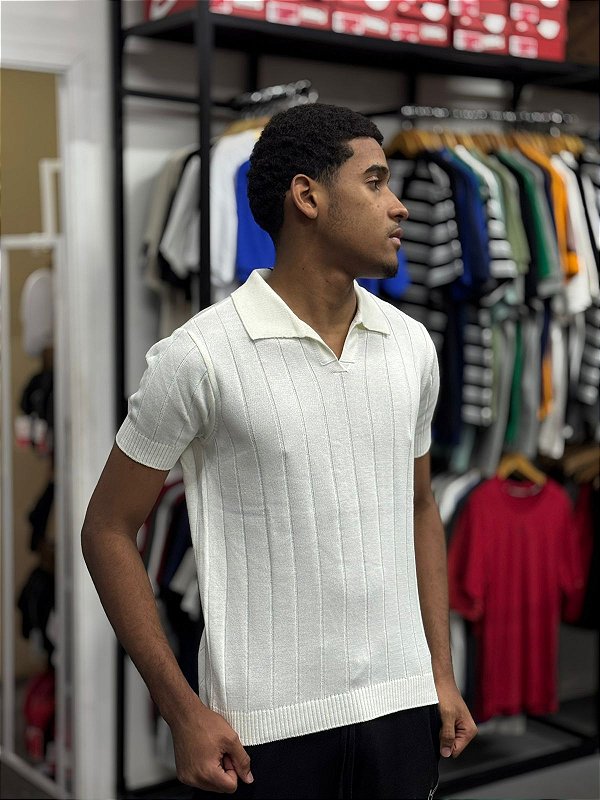 Polo Tricot Canelada Off-White