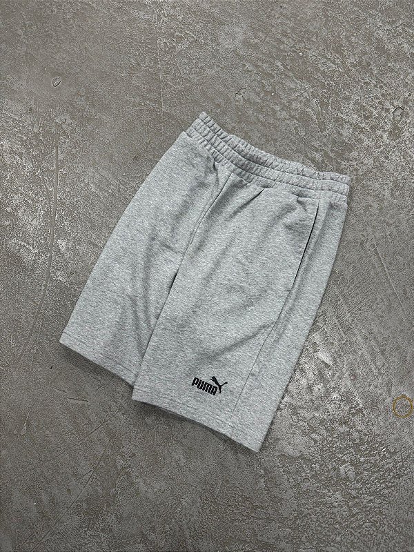 BERMUDA PUMA MOLETOM LOGO BORDADO CINZA