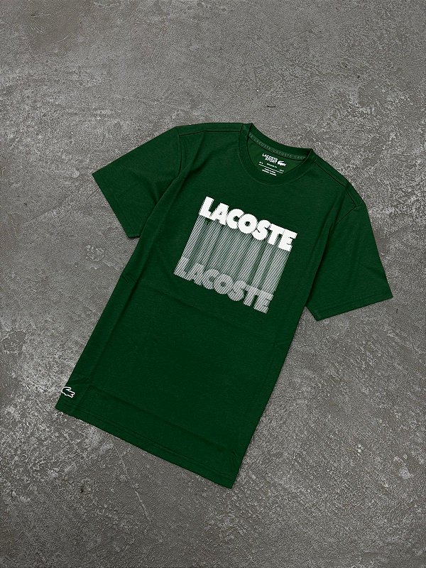 Camiseta Lacoste Ultra-Dry Estampa Esportiva Verde Militar