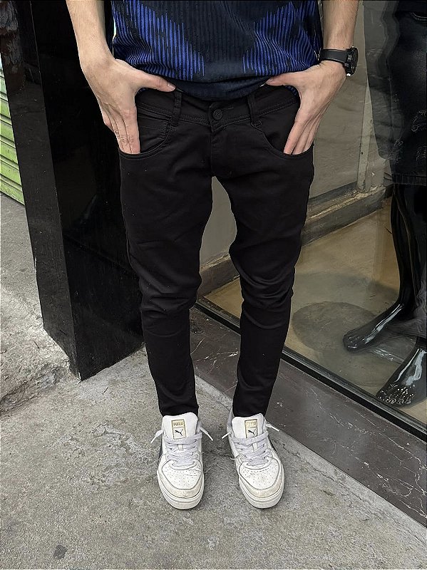 CALÇA JEANS BOXER JEANS X JOGADOR PRETA (5503)