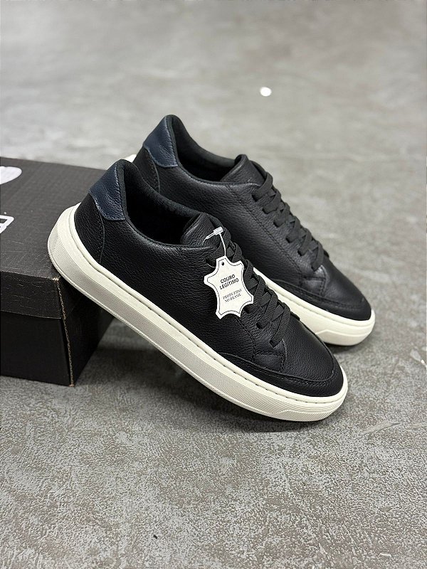 Tênis Sapatênis Padrão Zara Couro Legítimo Preto