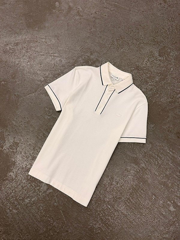 Polo Lacoste  Regular Fit Paris em Piqué Stretch ( Branca )