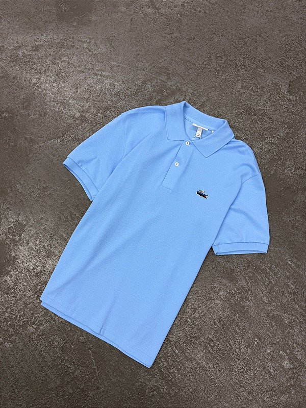 Polo Lacoste  Piqué de Crocodilo de Paisagem (Azul Claro)
