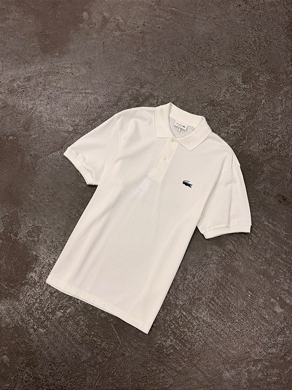 Polo Lacoste Piqué de Crocodilo de Paisagem (Branco)