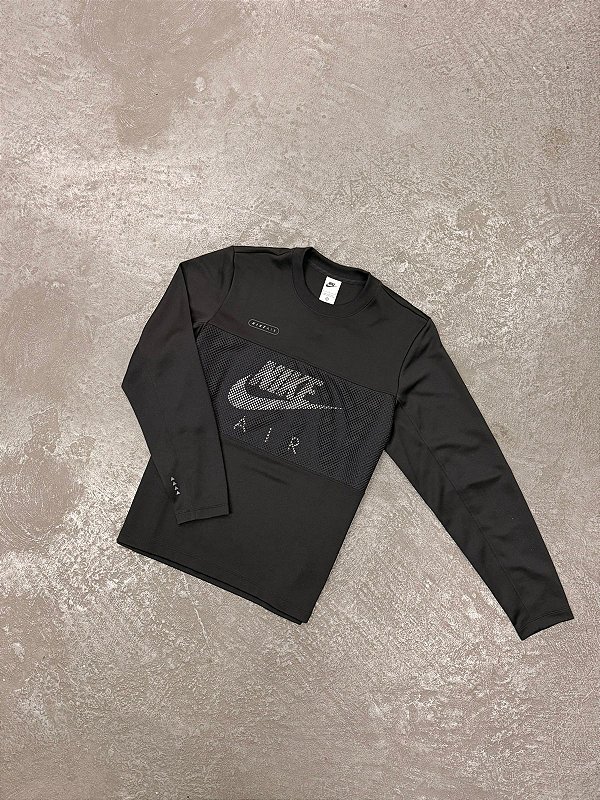 Camisa Nike Manga Longa NSW AIR PK CREW ( Preta )