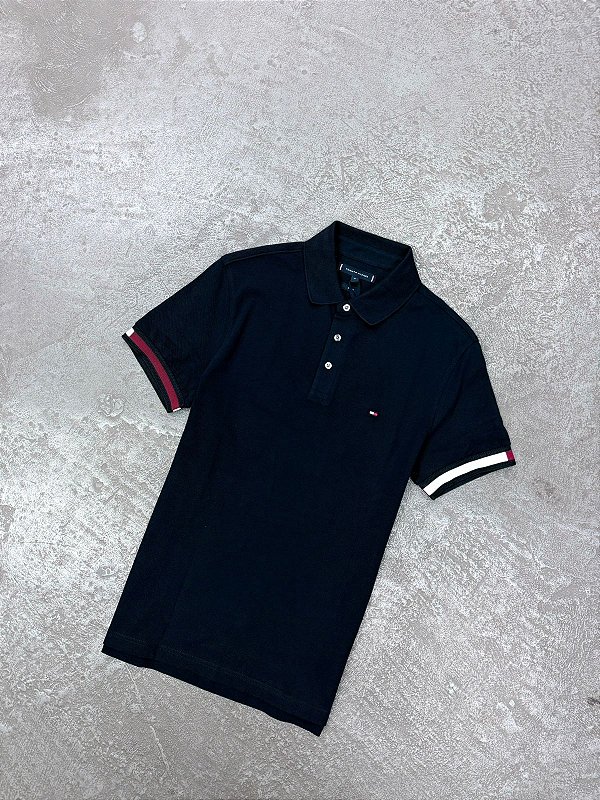 Polo Tommy Hilfiger Flag Cuff Desert Sky
