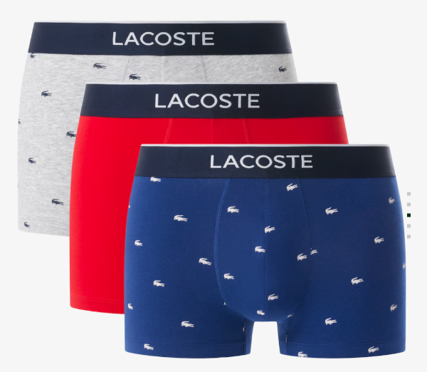 Pack Cueca Lacoste com 3 unidades Trunk Stretch Estampadas