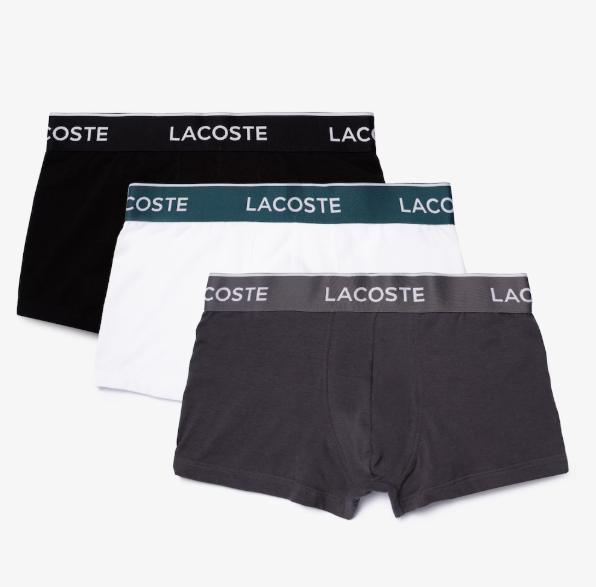 Pack Cueca Lacoste com 3 unidades (Branca/Cinza/Preta)