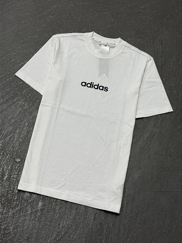 Camiseta Adidas Essentials Linear Single Jersey (Branca)