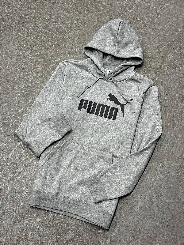 Moletom Puma com Capuz Essentials (Cinza/Preto)
