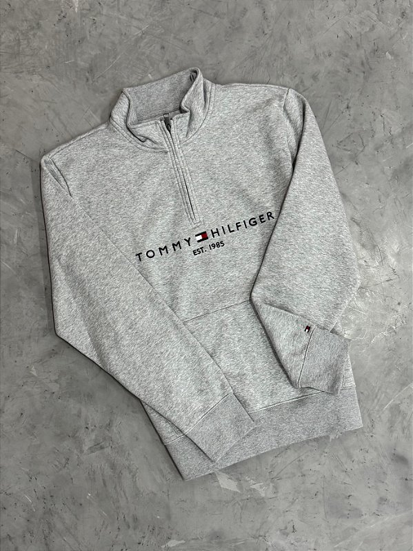 JAQUETA TOMMY MEIO ZIPER CINZA