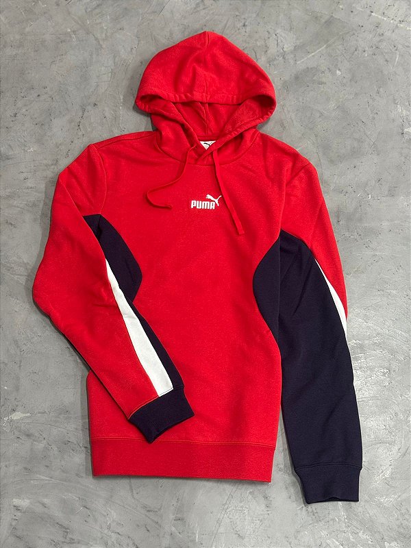Moletom Puma Canguru Essentials Block (Vermelha/Azul)
