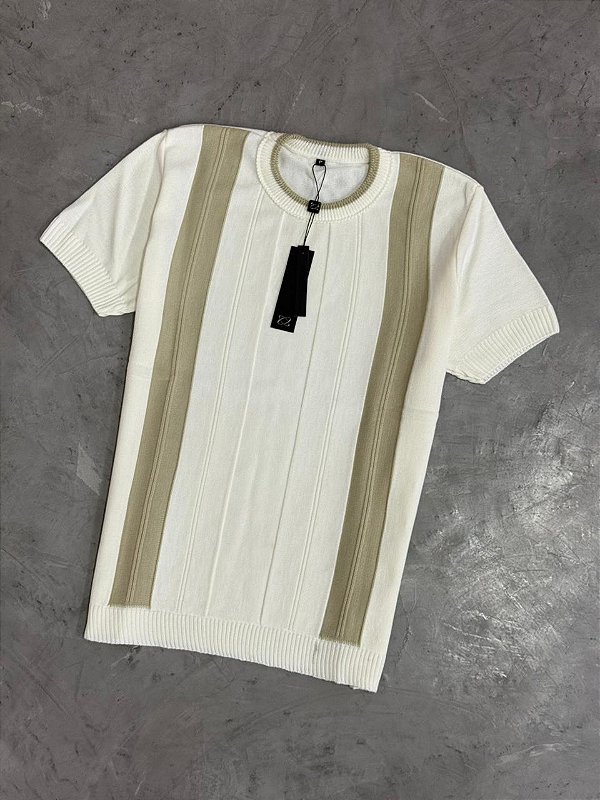Camiseta Tricot Manga Curta (Off White/Bege)