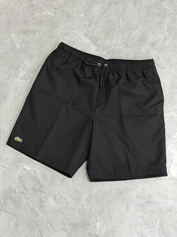 Short Lacoste de tênis de Tafetá Diamante Leve(Preto)